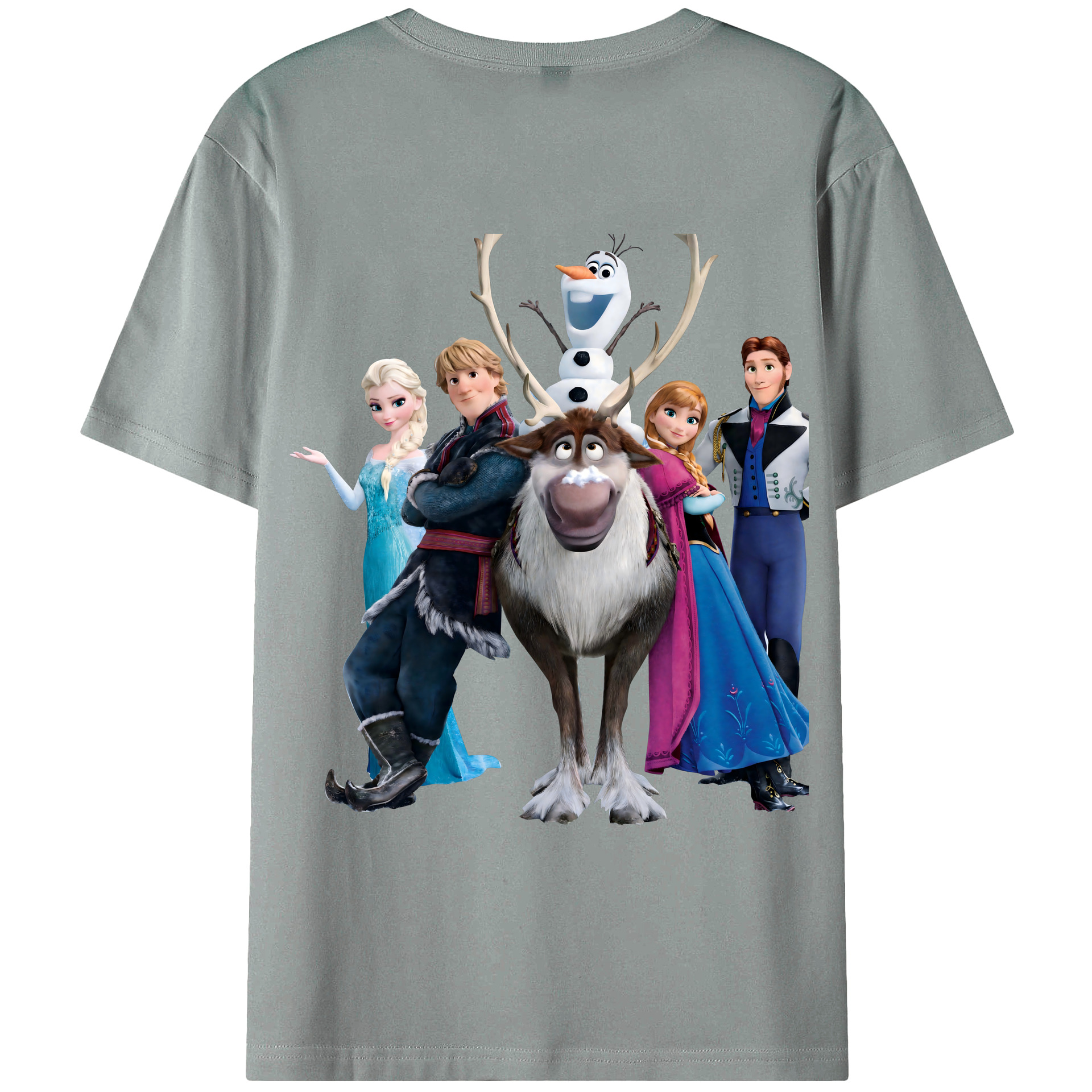 （画像用） アナと雪の女王 アンナ エルサ Frozen Anna Elsa 綿100％ メンズ半袖Tシャツ（バックプリント） 通気性